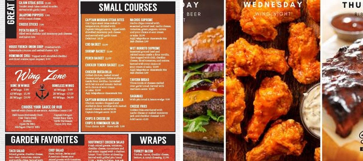 Jillian's Tavern Menu