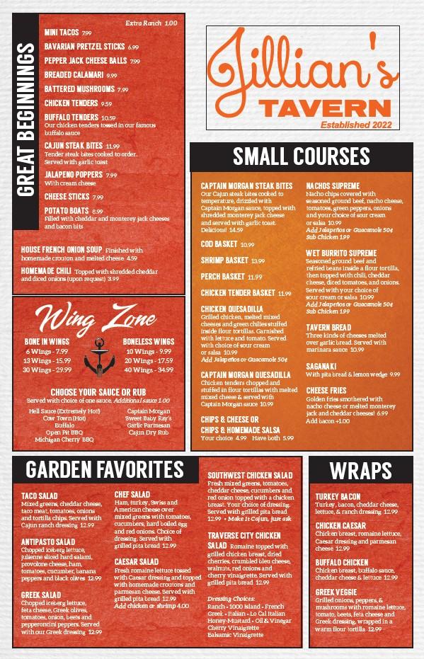 Jillian's Tavern Menu image 1