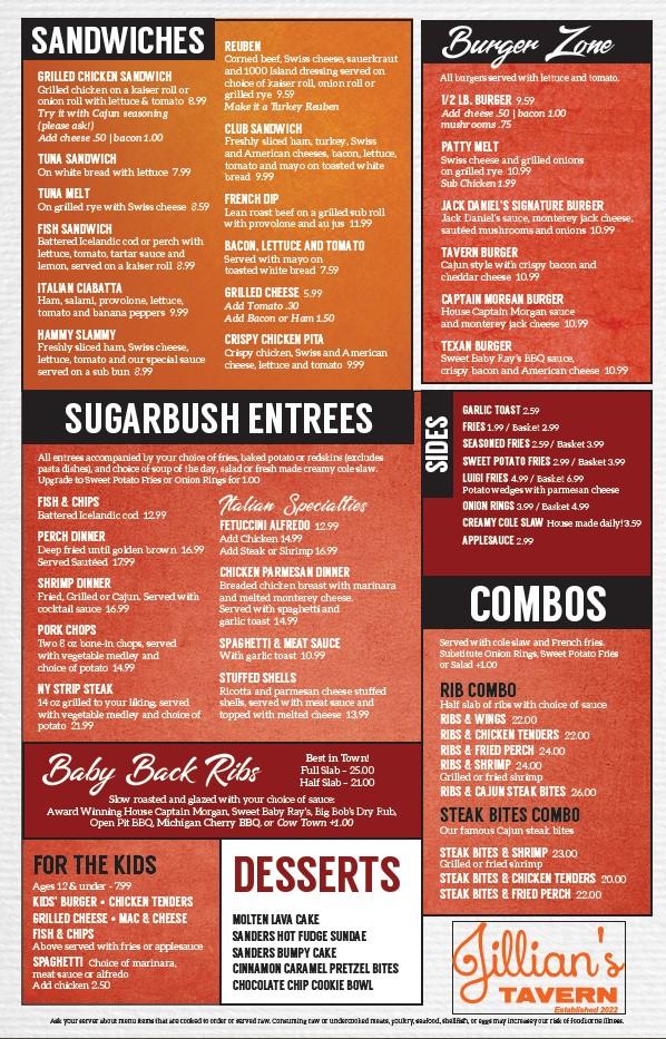 Jillian's Tavern Menu image 2